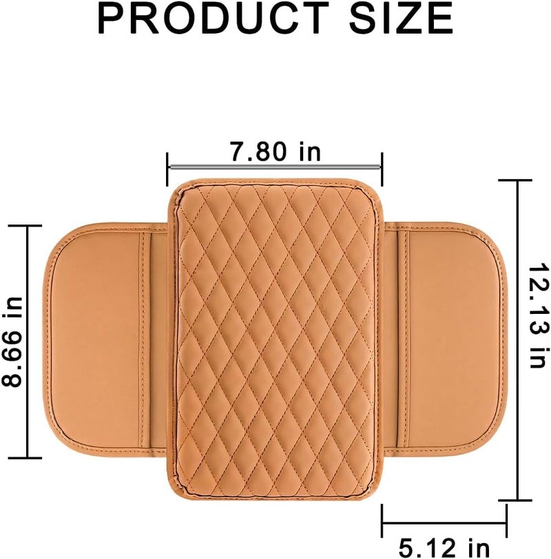 Mandark Car Center Console Cover, Microfiber Leather Vehicle Armrest Protector Cushion with 2 Storage Bags, Auto Interior Arm Rest Seat Box Pad Accessories, Universal for SUV, Sedan, Truck (Orange) - Image 2